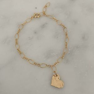 14KT gold filled hammered heart bracelet